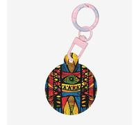 Mazy Multicolor Geo Stripe Print Round Acrylic Pet Tag, Dog Neck Pendant Tags for Pets Circular Dog Cat Collar Name Tags