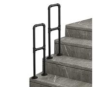 MAZY·URBAN Outdoor Handrails for Elderly Black Wrought Iron Handrail Railing for Outside Steps Or Indoor Anti-Slip Stair Banister Rail,95cm