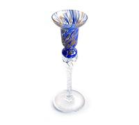 MAZZEGA ART & DESIGN - 2 Glass Candlesticks, Blown and Hand-Crafted - I Colori di Murano - Candlesticks for Table, Weddings, Parties, Candle Holders, Made in Italy (AVV-BLUE, KING)