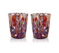 MAZZEGA ART & DESIGN - 2 "Goto Tumbler Glasses in Blown and Handcrafted Glass with Murrine Murano - The Colors of Murano - Model Tumbler 350 ml. Made in Italy