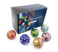 MAZZEGA ART & DESIGN - 6 Classic Christmas Baubles in Glass Blown and Hand-Crafted with Murano Murrine, line "I colori di Murano" Made in Italy (MIX+BOX, 6)