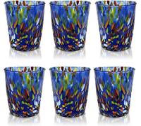 MAZZEGA ART & DESIGN - 6 Goto Tumbler Glasses in Hand-Blown and Handcrafted Murano Glass - The Colors of Murano - Model 'Tumbler 350 ml.' (Blue, 6)