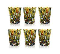 MAZZEGA ART & DESIGN - 6 Goto Tumbler Glasses in Hand-Blown and Handcrafted Murano Glass - The Colors of Murano - Model 'Tumbler 350 ml.' (Green, 6)