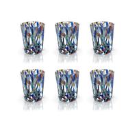MAZZEGA ART & DESIGN - 6 Harlequin Liqueur Glasses in Glass Hand Blown and Handmade with Murano Murrine, "I Colori di Murano" line, 140 ml. Made in Italy (Liquor, 6)