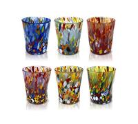 MAZZEGA ART & DESIGN - 6 Liqueur Glasses in Glass Hand Blown and Handmade with Murano Murrine, "I Colori di Murano" line 140 ml. Made in Italy (LIQUORE CLASSIC, 6)