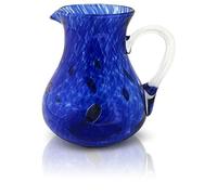 MAZZEGA ART & DESIGN Cobalt Blue Large Hand Blown Glass Jug "I COLORI DI MURANO" for Water, Margarita, Lemonade, Mojito, 2 Litre