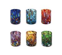 MAZZEGA ART & DESIGN Shot Tequila Glasses in Glass Blown and Hand-Crafted with Murrine Murano I Colori di Murano Model Shot 70 ml Made in Italy (6, Mix)