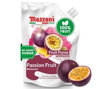 Mazzoni Passion Fruit Puree, 100% Pure Passion Fruit, Maracuya, Just Fruit, No Sugar Added, 2.2 lbs (35.2 oz) Real Fruit for Smoothies, Drinks, Cocktails, Fruit Juice, Convenient Pouch, Made in Italy