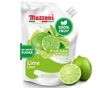 MAZZONI Real Lime Juice, 100% Pure Just Lime Juice, Not from Concentrate, No Added Sugar or Ingredients, 2.2 lbs (35.2 oz) Mixer for Cocktails, Drinks, Smoothies, Convenient Pouch, Made in Italy