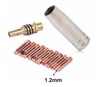 MB 15AK MIG/MAG Welding Tips 25mm with M6 Gas Nozzle and Holder, 12 Pcs Set for Rilon, Riland, Jasic, Mitech, Chiry, UNT, Krpton, Longetivity, Berlan