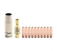 MB 15AK MIG Tip Set 12pcs 25mm Length with Gas Nozzle and Retainer for Rilon Riland Jasic Mitech Chiry UNT Krpton Models (1.0mm)