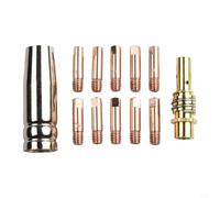 MB 15AK MIG Tip Set 12pcs 25mm Length with Gas Nozzle and Retainer for Rilon Riland Jasic Mitech Chiry UNT Krpton Models (0.8mm)