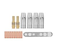 MB 15AK MIG Welding Torch Accessories, 17PCS Contact Tip Holder Conical Nozzle Shield Cup Kit, Replacement Parts for MB 15AK MIG Torch, Includes 10 Contact Tips, 4 Shield Cups, 2 H