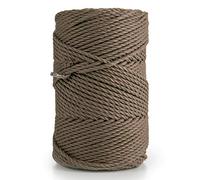MB Cordas Macrame Cord 3 mm 135 m, 0.5 kg - Coloured Cotton Cord - 3 Strands - Macrame Dream Catcher, Hanging for Plants and Walls, Wedding Decor - Brown