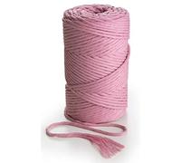MB Cordas Macrame Cord 3mm 140 Meters 1 Strand Super Soft Cotton Rope for Macrame Dream Catcher, Boho Wall Hanging Feather and Wall Tapestry - Dusty Pink