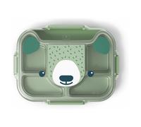 monbento - Lunch Box Tray for Kids Wonder Green Bear - Kids Compartment Lunch Box - Stainless Steel Tray with Transparent Lid - Perfect for Picnics - BPA Free - Lasting and Reusable - Green