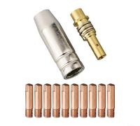 MB15 Welding Parts Kit 12 pcs for MIG Torch Replacement, Includes Contact Tips 0 8 mm, Nozzle Shroud, M6 Tip Holder Suitable for 14AK 15AK Models (1mm)