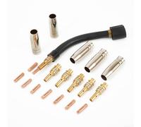 MB15AK Air-Cooled MIG MAG Welding Torch Replacement Parts Kit - 21-Piece Set with 0.8mm Tips, 5X Connecting Rods, 5X Stainless Steel