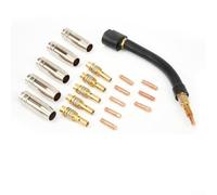 MB15AK Air-Cooled MIG/MAG Welding Torch Replacement Parts Kit - 21-Piece Set with Neck, Tip Holder, Gas Nozzle, M6 Tips (0.8mm), Connecting Rods & Stainless