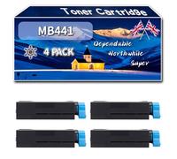 MB441 Toner Cartridge Compatible for Okidata OKI B401 MB441 MB451 Printers, High-Definition Printing Effect with Chip, 2500 Pages (4 Pack Black)