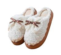 MBACODAI Cotton Slippers Women's Winter Indoor Home Soft Sole Non-slip Warm Plush Thick-soled Confinement Shoes(Light green,4.5-5 UK)