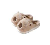 MBACODAI Cute Capybara Cotton Slippers Women Autumn Winter Indoor Soft Sole Warm Fur Slides Woman Comfort Non Slip Home Slippers Female(Khaki,9 UK)