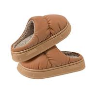 MBACODAI Gacimy Winter Fur Lined Slippers For Women New Waterproof Fuzzy Cotton Shoes Men Plush Slides Couple Indoor Fluffy House Slipper(Coffee,3.5 UK)
