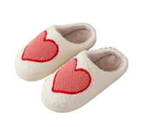 MBACODAI House Slippers for Women, Cute Big Small Heart, Fluffy Cozy Home Comfy Shoes for Ladies, Indoor Slippers for Winter, Mushroom(Big Heart,8UK)