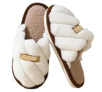 MBACODAI Indoor Home Fur Slippers Women Autumn Winter Non Slip Warm Cotton Shoes Woman Lightweight Flats Fluffy Furry Slides Female(WHITE,7.5-8 UK)