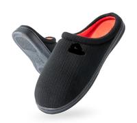 MBACODAI Knited Embroidered House Shoes Men Comfortable Warm Soft Cushion Memory Foam Designer Living Room Slippers Indoor(Black,15 UK)