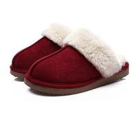 MBACODAI Men's New Winter Plush Slippers Soft Memory Foam Flat Home Cotton Shoes Couple Indoor Non-Slip Warm Furry Bedroom Slipper(Wine Red,12 UK)