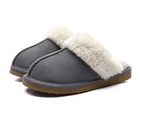 MBACODAI Men's New Winter Plush Slippers Soft Memory Foam Flat Home Cotton Shoes Couple Indoor Non-Slip Warm Furry Bedroom Slipper(Grey,9.5 UK)
