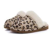 MBACODAI Men's New Winter Plush Slippers Soft Memory Foam Flat Home Cotton Shoes Couple Indoor Non-Slip Warm Furry Bedroom Slipper(Leapard,12 UK)