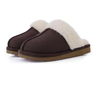 MBACODAI Men's New Winter Plush Slippers Soft Memory Foam Flat Home Cotton Shoes Couple Indoor Non-Slip Warm Furry Bedroom Slipper(Coffee,11 UK)