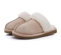 MBACODAI Men's New Winter Plush Slippers Soft Memory Foam Flat Home Cotton Shoes Couple Indoor Non-Slip Warm Furry Bedroom Slipper(Khaki,9.5 UK)