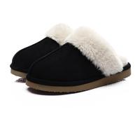 MBACODAI Men's New Winter Plush Slippers Soft Memory Foam Flat Home Cotton Shoes Couple Indoor Non-Slip Warm Furry Bedroom Slipper(Black,5.5 UK)