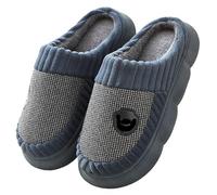 MBACODAI Men's Plus Size Slippers Winter Cotton Slippers Indoor Slippers Man Warm Slippers Plush Slipper Non-slip Thickened Slipper(Blue,15 UK)