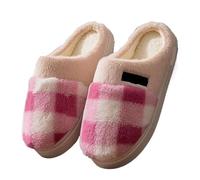 MBACODAI WoMen's Winter Cotton Slippers With Heel Thick Sole Non-Slip Warm Furry Plush Couple's Home Cotton Shoes(Pink,7 UK)