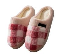 MBACODAI WoMen's Winter Cotton Slippers With Heel Thick Sole Non-Slip Warm Furry Plush Couple's Home Cotton Shoes(Rose red,4.5 UK)