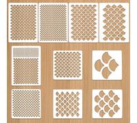 MBAIYO 10Pcs Fish Scale Stencil,Mermaid Scale Template Face Paint Stencils Reusable Pattern for Painting Baking Craft Wall Furniture Body Art Painting