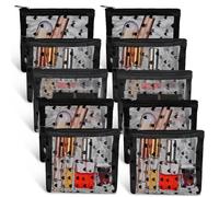 MBAIYO 10pcs Mini Mesh Makeup Bags Zipper, Heart Print Cosmetic Bags 3D Heart-shaped Storage Pouch Small Nylon Organizer Purse Bag for Women Lipstick Travel Home Offices Toiletry, Black, Simple, Cute