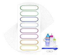MBAIYO 136pcs Waterproof Name Labels, Self Laminating Write On Name Stickers Removable Water Bottle Name Labels Reusable Self-Adhesive Tag Stickers Colorful Lines School Cup Plastic Daycare Supplies