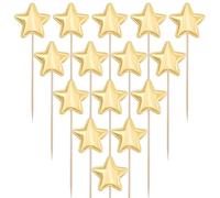 MBAIYO 150 Pcs Star Cupcake Toppers, Gold Star Cake Topper Stars Cupcake Toppers Gold Star Cake Decorations with Sticks for Wedding Engagement Bridal Shower Birthday Party Decor