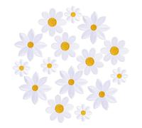 MBAIYO 15pcs White Daisy Iron on Patches, Cute Daisy Flower Applique Patch 3 Style Sew on Embroidered Applique Sewing Patches for Bags, Jackets, Jeans, Clothes, Backpacks, Hats DIY