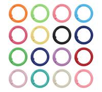MBAIYO 16Pcs 33mm Round Spring O Rings, Colorful Metal Trigger Snap Clip Keyring Buckle Hooks O Rings Buckles Round Keychain Clip Trigger Spring Snap Clips for Keychains DIY Accessories