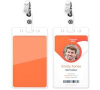 MBAIYO 2 Pcs Clear ID Badge Holder with Metal Clips, 3 Inch Vertical Card Holder Protector Waterproof Transparent ID Cards Case for Office School Gym