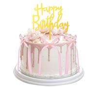 MBAIYO 24 Pcs Bow Cake Topper, Pink Ribbon Bow Cake Topper with Happy Birthday Sign Ribbon Bows and 4 Card Inserts Birthday Decorations Vintage Cakes Toppers Party Decor(Pink)