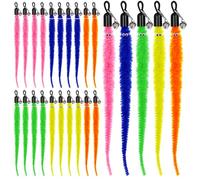 MBAIYO 25 Pcs Cat Worm Toy Replacement Teaser with Bell, Colorful Fuzzy Worms Interactive Cat Wand Attachment Toys Cats Wand Toys for Indoor Cats Kitten Play Exercise