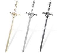 MBAIYO 3 Pack Letter Openers, Sword Letter Opener with Ergonomic Handle Fancy Decorative Envelope Slitter Mail Opener Tool for Home Office Desk Black Silver Gold