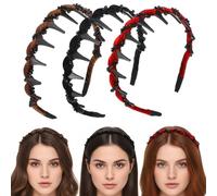 MBAIYO 3 Pcs Vintage High Cranium Pearl Headbands, Elegant Artificial Pearl Hairbands for Women Non-Slip Wedding Party Hair Hoops with Teeth Rhinestones Hairs Accessories